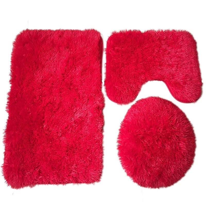 Solid Color Shaggy Bathroom Mat Set 50x80cm
