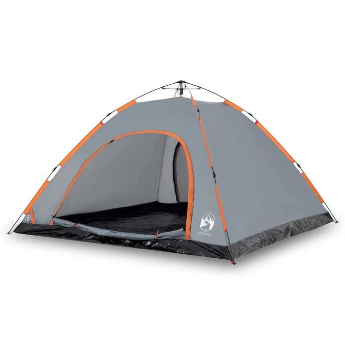 Tente de camping - vidaXL - 5 personnes - Imperméable - Système de dégagement rapide - Gris et orange