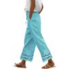 Dames Casual Kleur Elastische Tailleband Patchwork Kant Broek