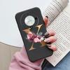 Buchstaben-Handyhülle für Honor X9b X9a Magic5 Lite Magic6 Lite 5G Hülle Retro-Blumen Rosa Schwarz Weiches TPU Initialen Silikon Fundas