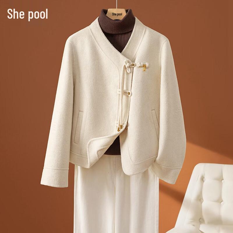 

Shechi Women s New Chinese Style Merino Wool Double-Sided Coat M
