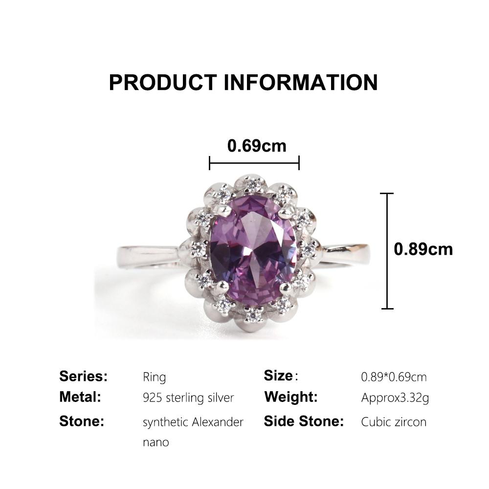 Crown design 925 sterling silver ring with color change synthetic Alexander nano gift for ladies and girls birthday