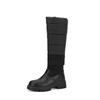 Women Snow Boots Winter Waterproof Down Patchwork Leather Platform Boots Knee High Keep Warm Plush Shoes