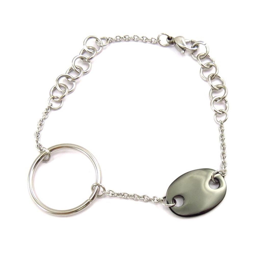 Les Trésors De Lily [K0742] - Brățară de oțel „Coreografie” neagră și argintie