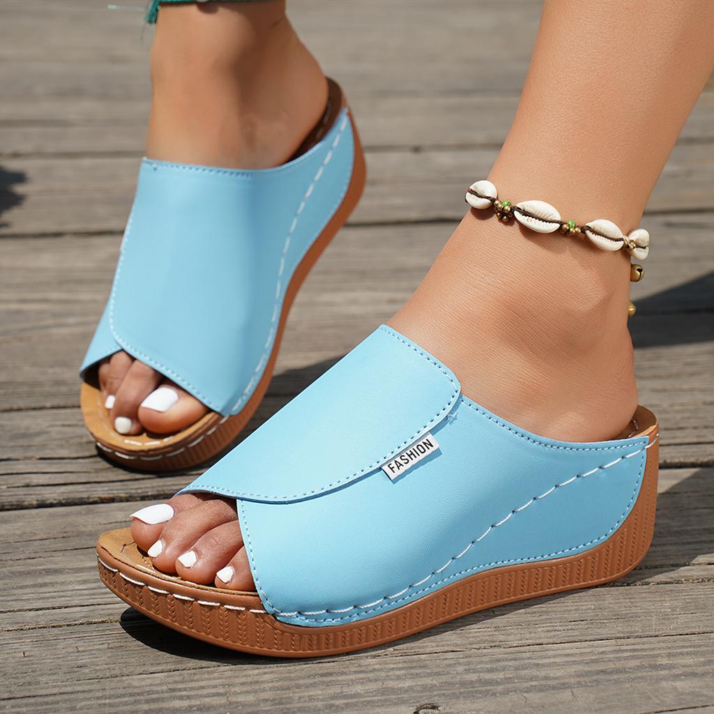 Designer Women Wedge Slippers Summer New Slippers Open Toe Breathable Sandals Comfortable Buckle Woman Shoes Slides