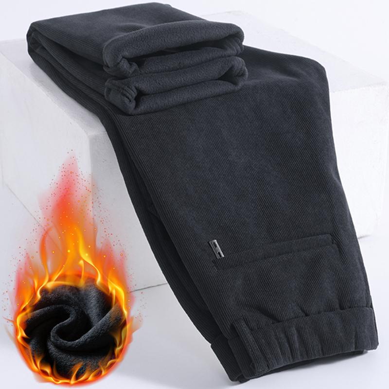 

Зимние мужские флисовые теплые толстые повседневные брюки мужские деловые облегающие корейские вельветовые длинные брюки мужские черные брюки 30