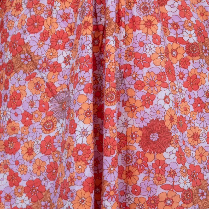 Kurzes Marty-Kleid mit tiefem Ausschnitt, geblümt zum Binden, Damen ANTIK BATIK