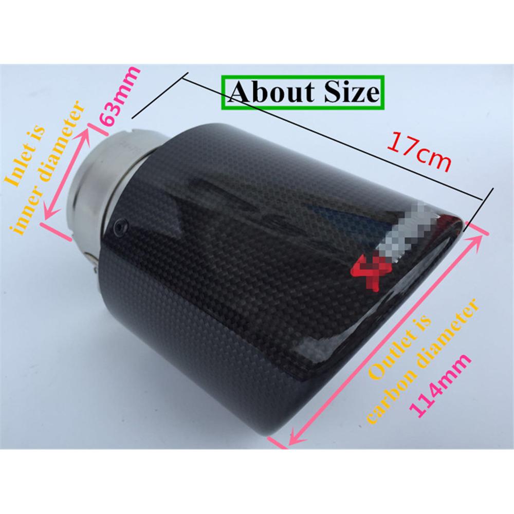 1pcs Car Carbon Fiber Exhaust Tip Muffler Pipe Universal Pipes Tail 63mm 2.5"Inl
