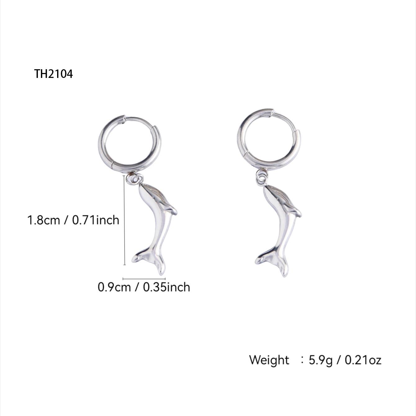 

Summer Beach Series Fashion Simple Cute Charm Stainless Steel 18K Gold Plated Dolphin Pendant Zircon Set For Women