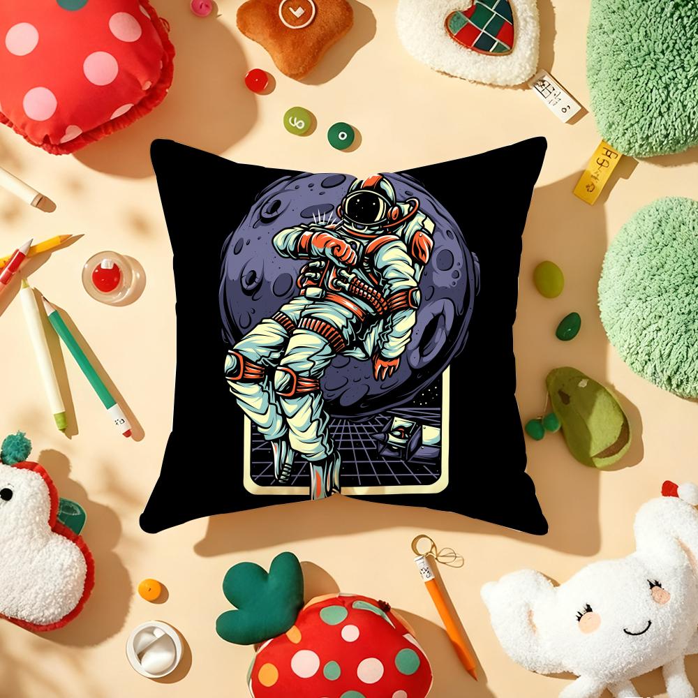 Astronaut Spacewalk Exploration Cushion Cover Plush Fabric Soft DoubleSided Printed Sofa Warm Winter Home Gift Pillow Cover