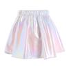 Girls Metallic Shiny Dance Skirt Elastic Waist A Line Miniskirt for Cheerleading Stage Performance