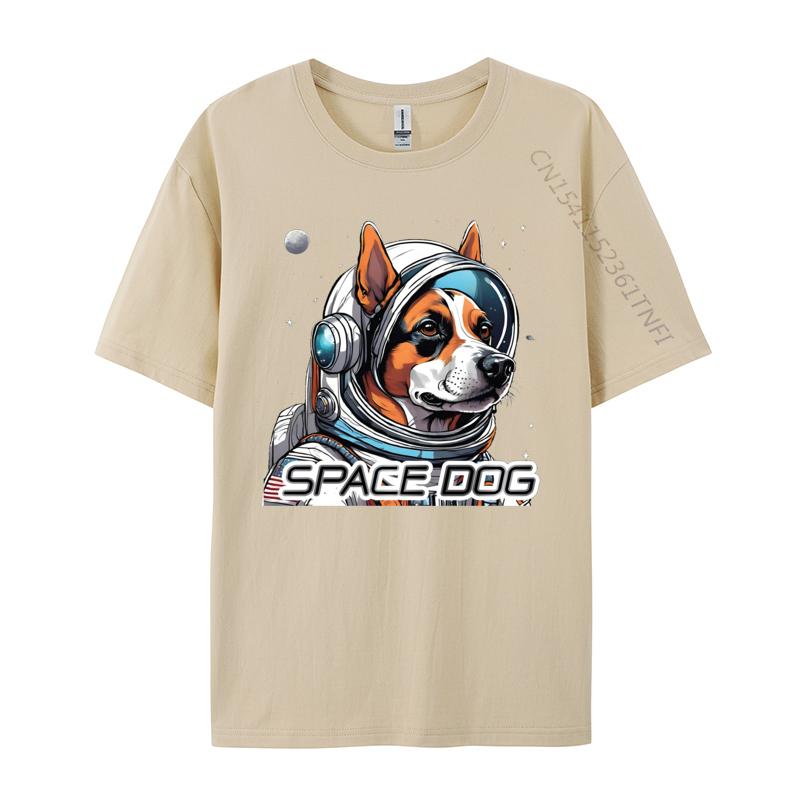 Astronaut Dog Tshirt Tops Tees Dog In Space Tshirts Design Cotton Fabric Young Tops Tees Good Quality