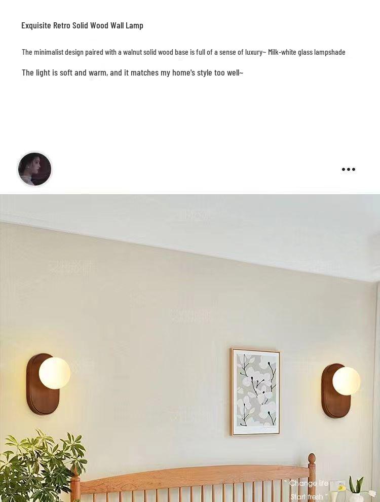 Wabi-sabi Japanische Massivholz-Wandleuchte: Minimalistische Nachttisch- und Eingangsleuchte.