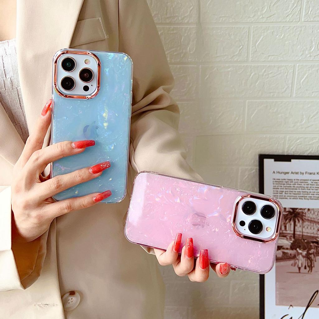IPhone16 Electroplated Glitter Shell Pattern, Suitable for IPhone 15promax Phone Case 14 Anti-drop Full Cover 16E