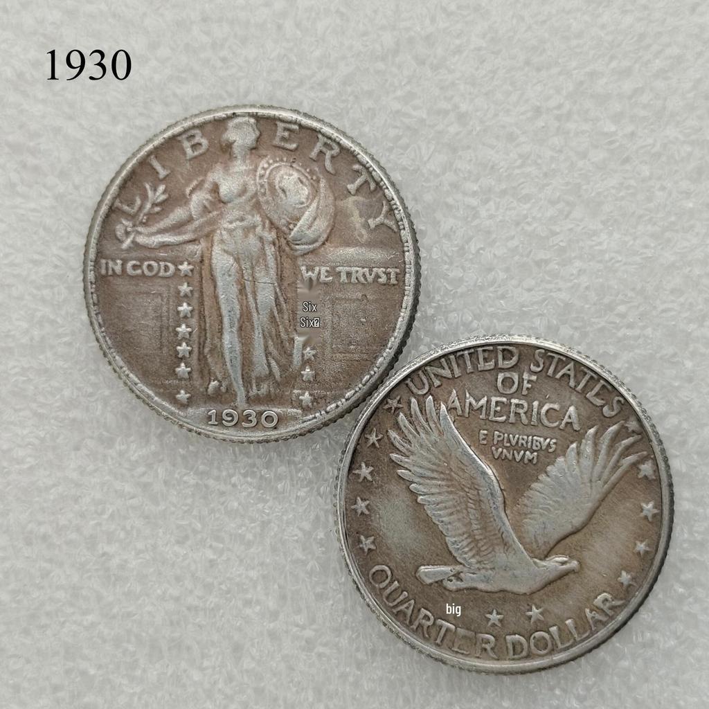 Antique American Liberty 25 Cents Coin, 1916-1930, Optional Brass or Silver Plated