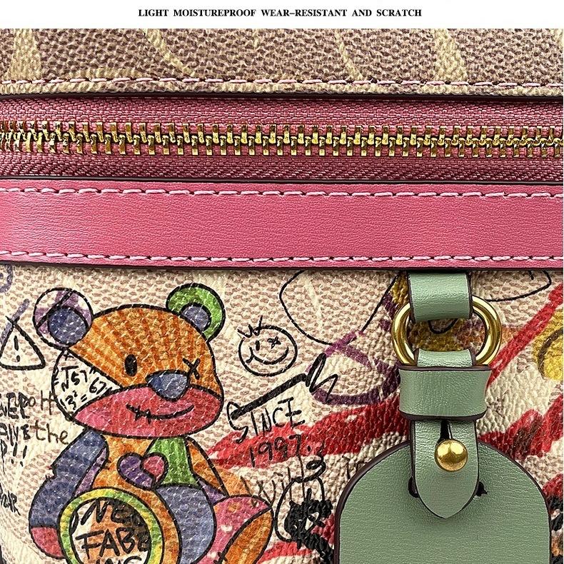 Popular graffiti color blocking box bucket bag, high-end and niche handbag, single shoulder crossbody women's small bag