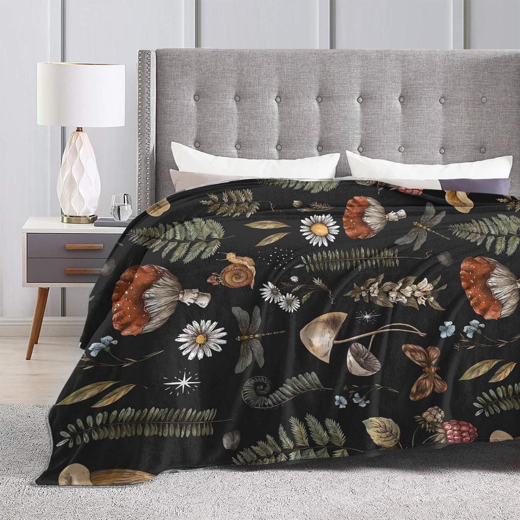 Super Soft Blanket Decorative Dreamy Forest Mushroom Throw Blanket Flannel Bedspread For Couch Chair Sofa Bed Pattern Sofa Bed