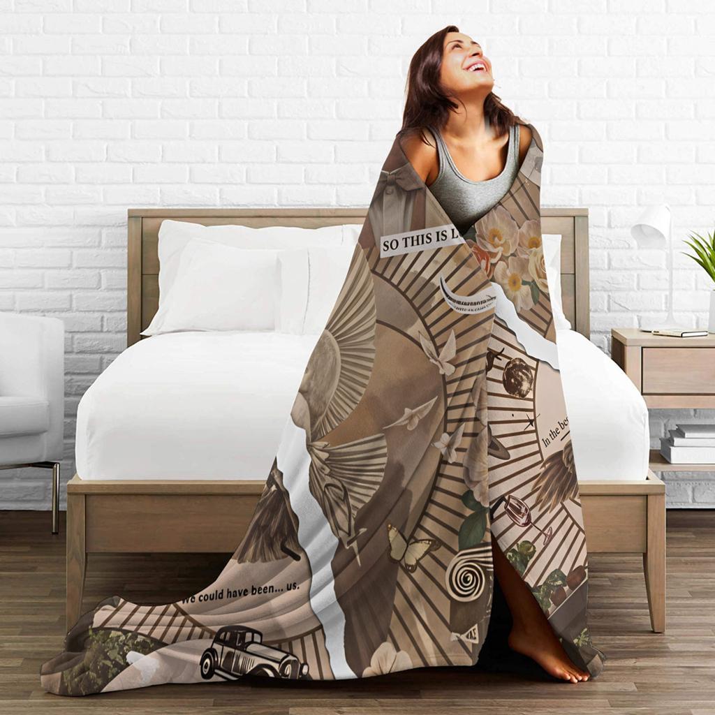 Warm Soft Blanket Camping Good Omens Throw Blanket Flannel Bedspread For Bedroom Fashion Sofa Bed Cover