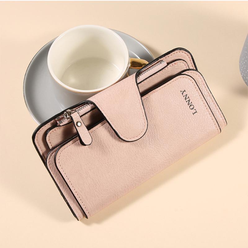 

Женский длинный кошелек с зажимом для денег из ПУ кожи, трехслойный, женские кошельки-клатчи, цветной блок, ретро, кошелек для монет, держатель для карт