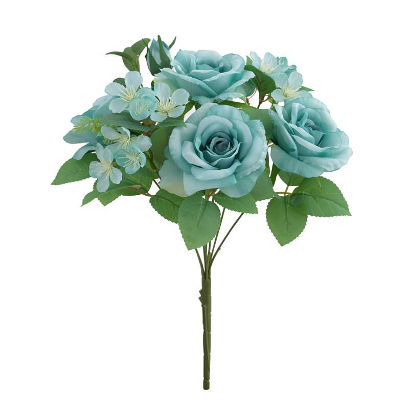 

Bouquet Silk Rose Flower For Outdoor Wedding Event Gift Gift Decoration Blue