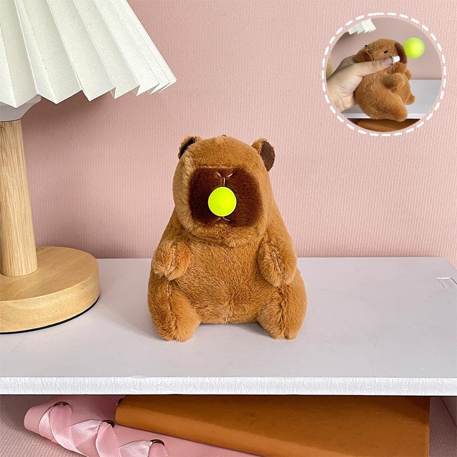 Adorable Soft Capybara Plush Keychain Cute Stress Relief Toy For Kids In Yellow Orange Green Purple