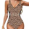 New straps, tight-fitting women's one-piece slim-fitting belly women's deep V-neck color matching back lace-up swimsuit