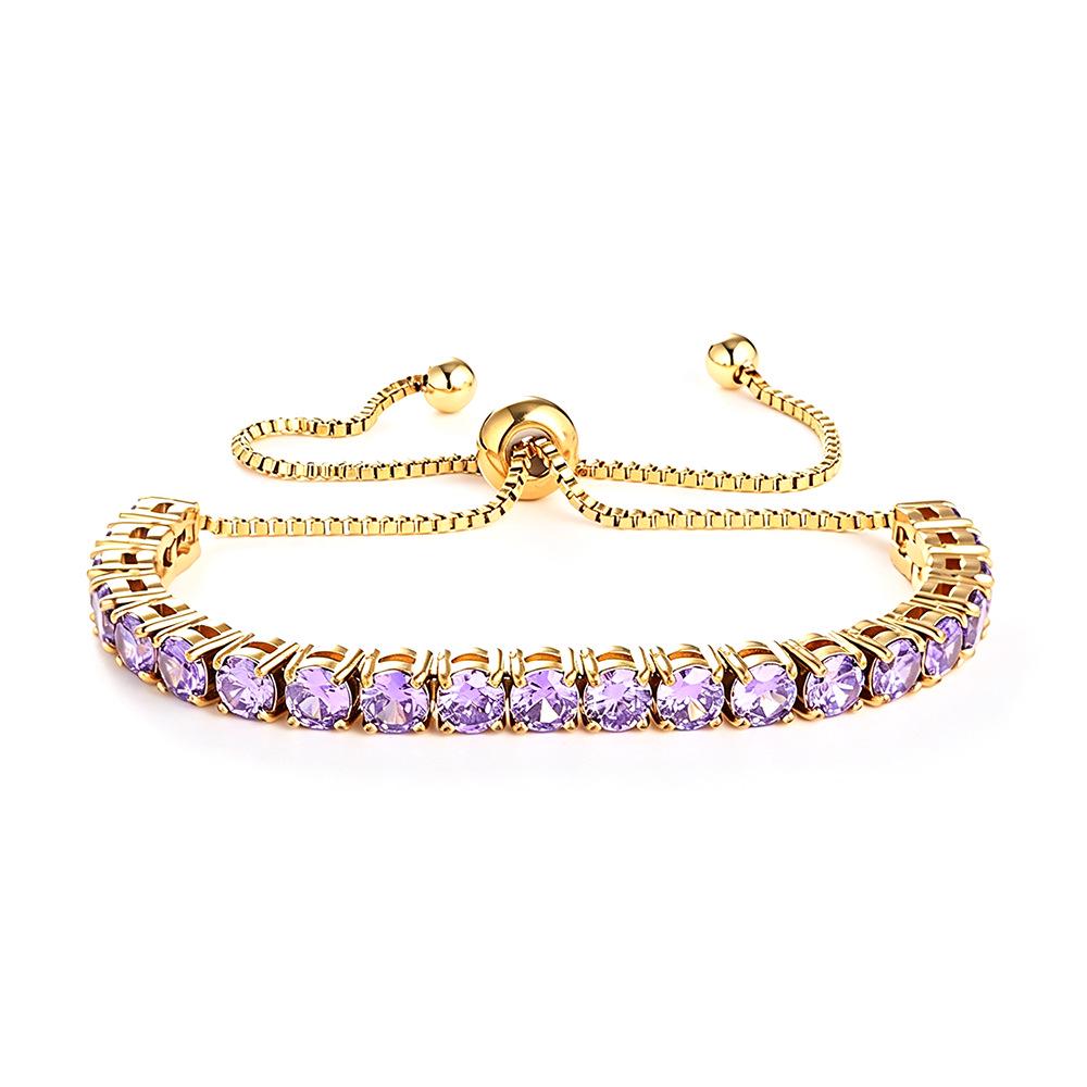 Elegant 4mm Zircon Women's Adjustable Stainless Steel Bracelet