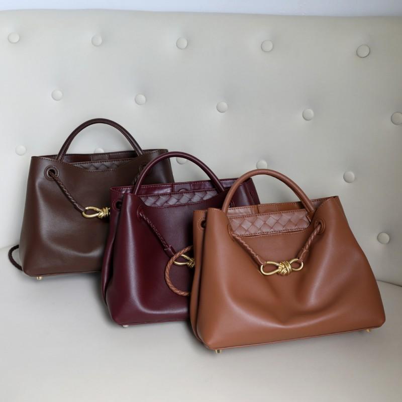 Womens Genuine Leather Tote Bag With Metal Bow Detail Large Capacity Shoulder Handbag Vintage Style