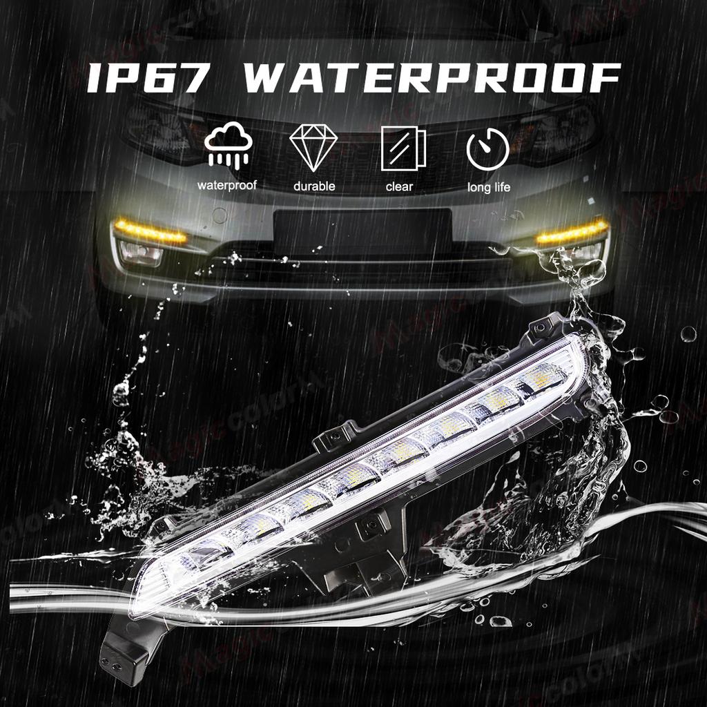 For KIA RIO K2 2015 2016 Led DRL Daytime Running Lights Turn Signal Fog Lamp Front Bumper White Yellow Blue Car Accessories 12V
