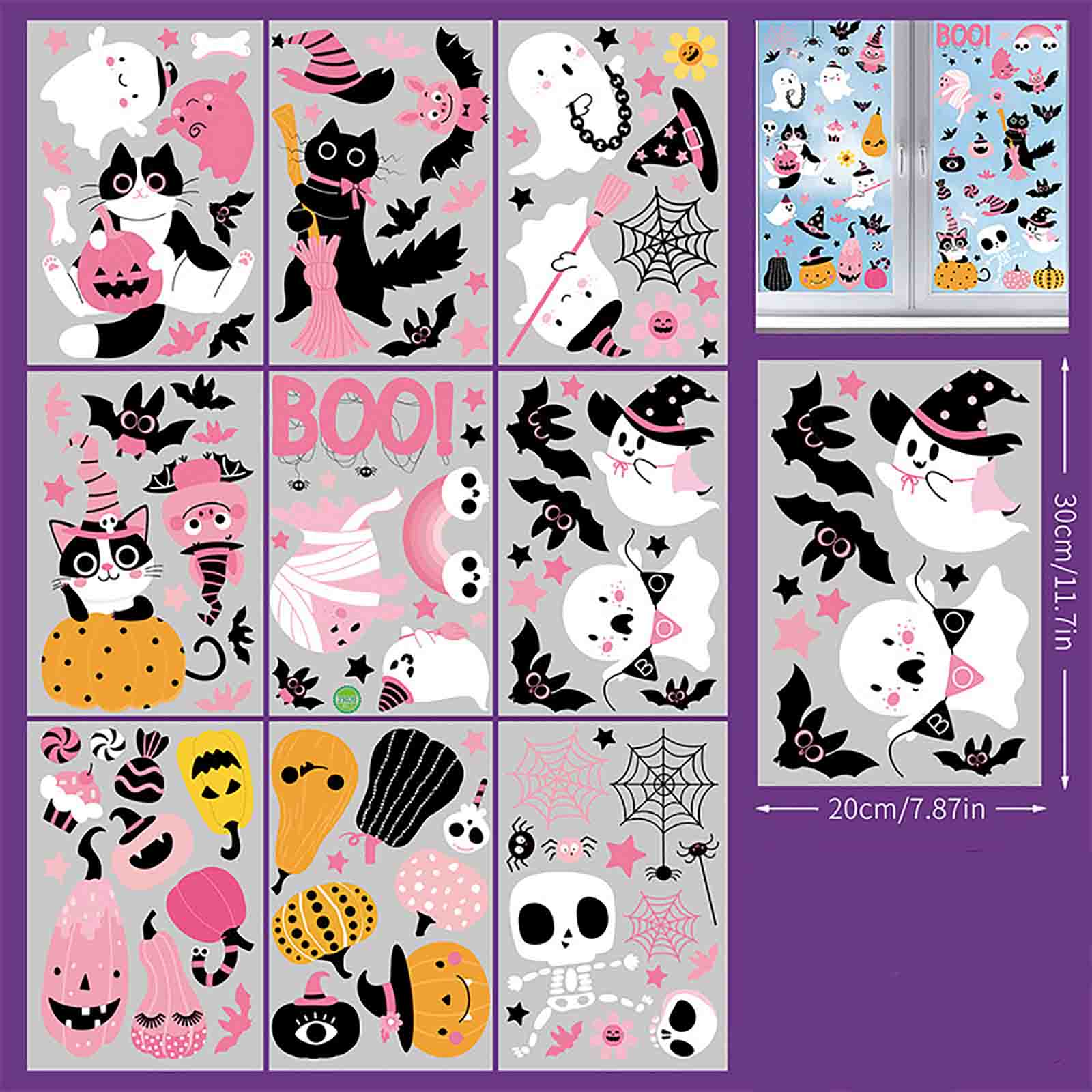 Halloween Haunted House Static Cling Window Decals Removable No Adhesive Glass Door Wall Decorations Reusable Halloween Window Stickers One Size