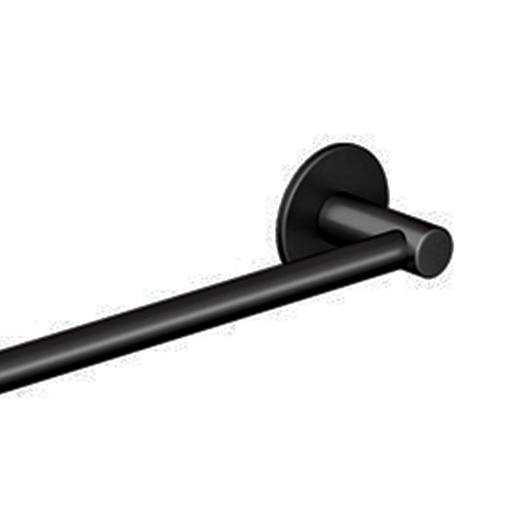 Bathroom Wall Mounted Towel Bar Space Aluminum Single Bar Towel Rack for Toilet Black
