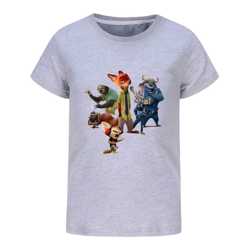 Fashionable Round Neck Short Sleeve Work Clothes Printed Tops For KID Summer Tops