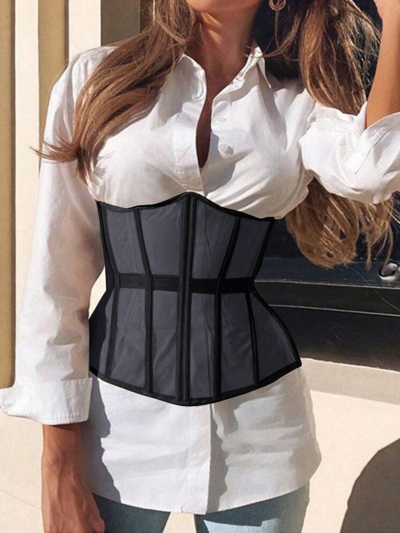 

Rose Beauty Корсет-корсет с косточками, шнуровкой на спине, сеткой, прозрачным асимметричным подолом, утягивающий корсет под грудью, утягивающий корсет в форме песочных часов