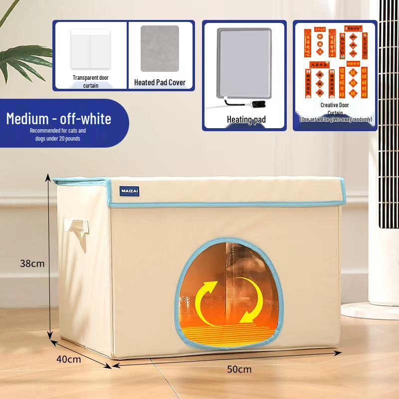 Adjustable Heated Cat Bed with Foldable Design and Constant Temperature