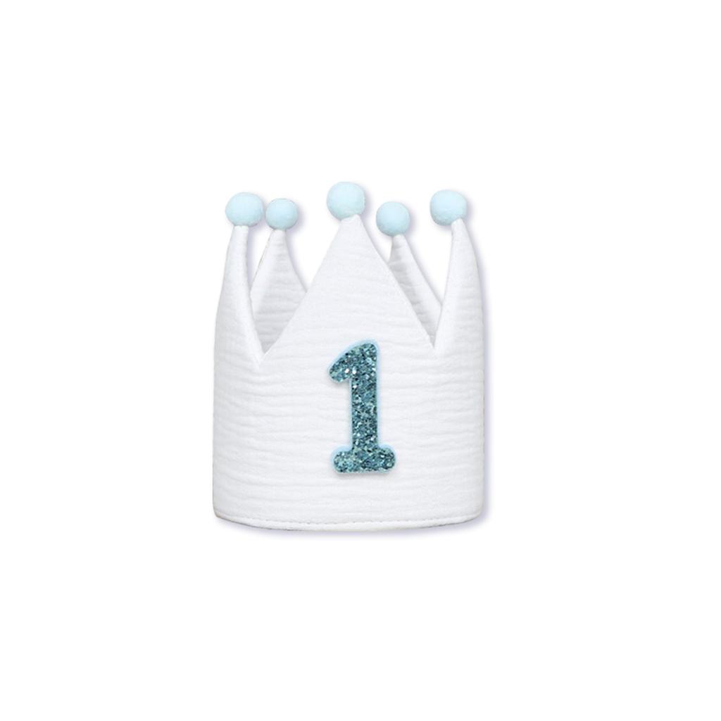Handmade 1st Birthday Crown Hat - Multi-Color Soft Fabric Baby Party Accessories, Adjustable Headband for Toddler Celebration