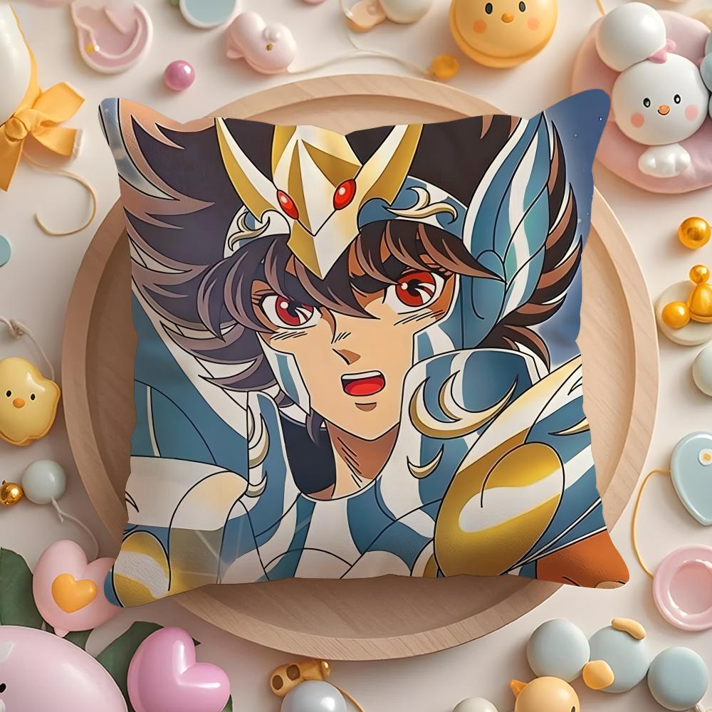 Anime S-Saint S-Seiya Cushion Cover Home & Car Multi-Scene Pillow Cover - Reversible, Soft & Durable for Daily Use