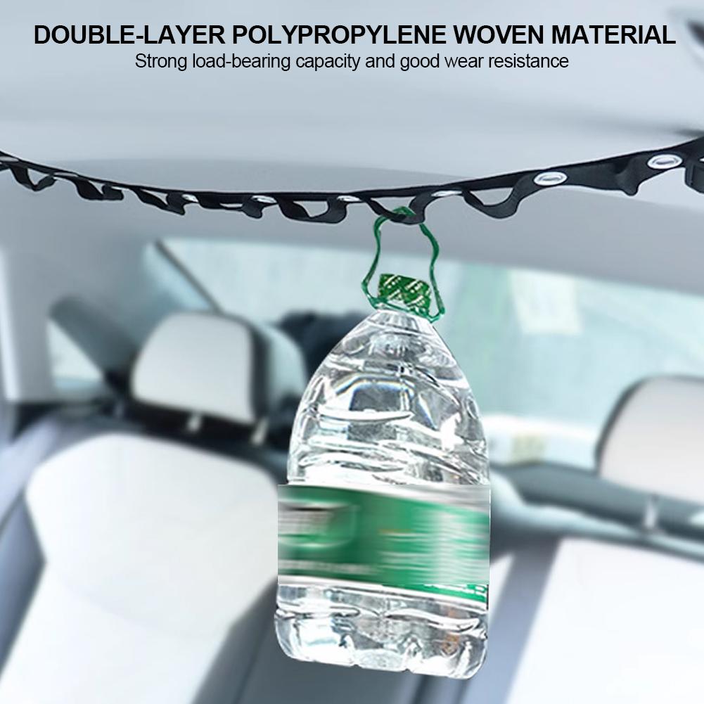 Car Adjustable Double-layer Hanging Strap for Clothes Hanger Bar Car Travel Clothesline Flexible Storage Strap with Eight Hooks