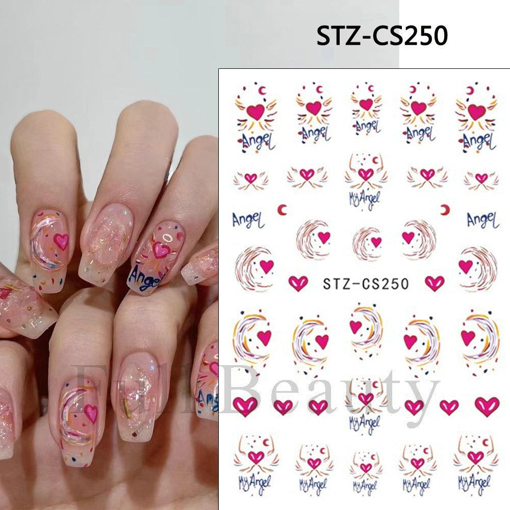 Nail Sticker Wine Red Bow Tie Line Feather Nail Enhancement Back Glue Nail Jewelry Nail