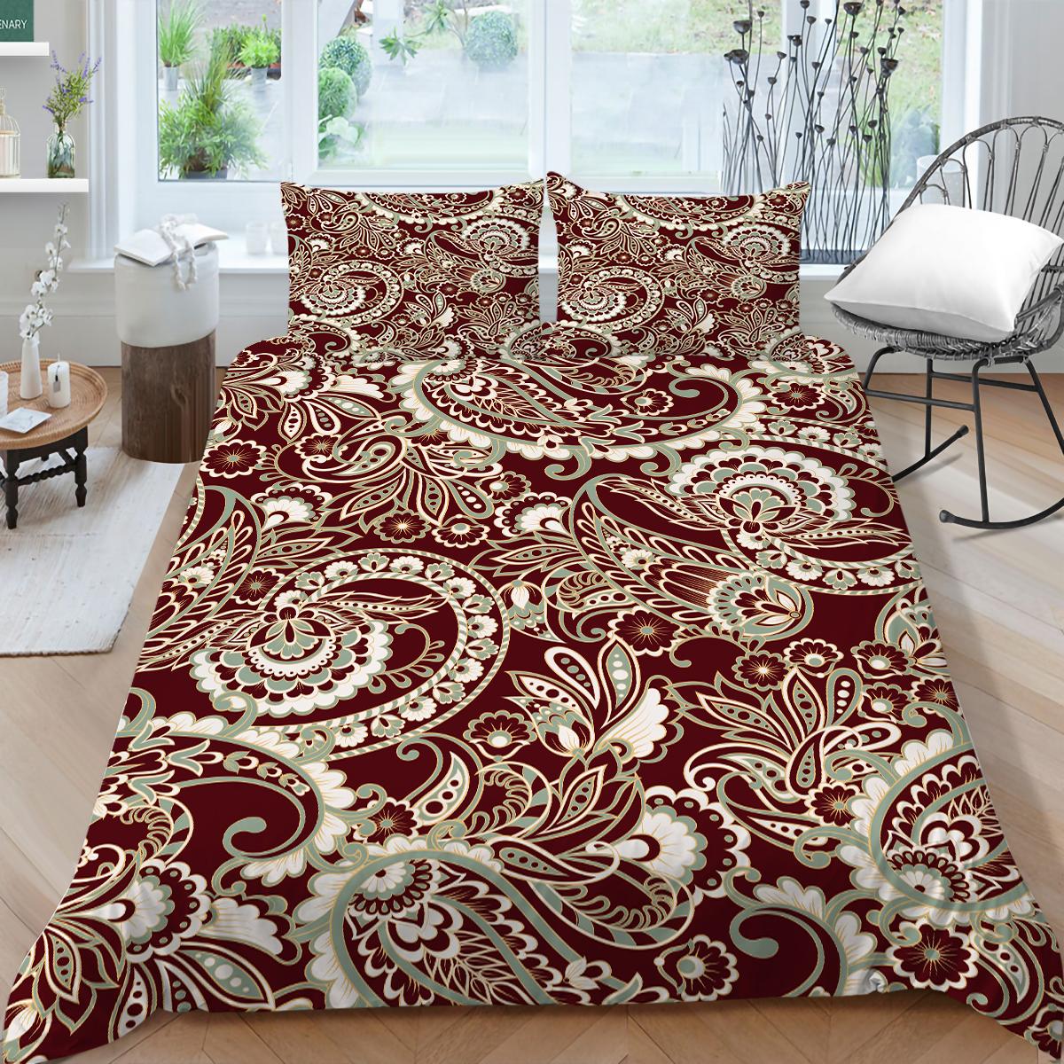 

Комплект постельного белья с 3D узором пейсли в индийском стиле, пододеяльник, 2/3 шт., AU210 * 210, большой размер, мягкая молния, украшение для дома Baby 100x135cm