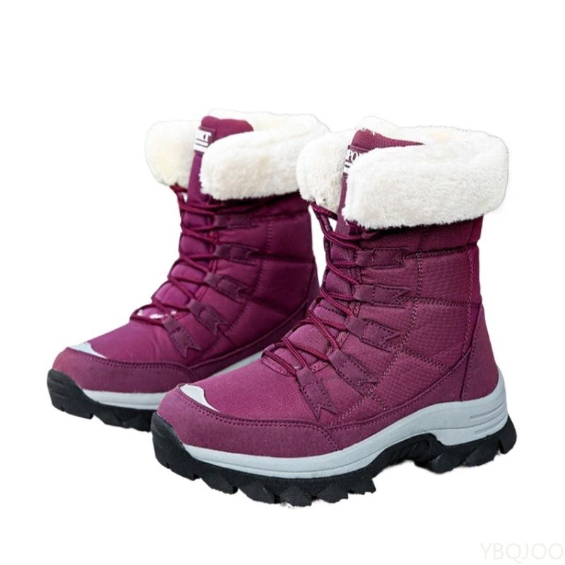 Damen Winter Warme Midcut Stiefel Verdickt Kältebeständig Schlicht Bequem Rutschfest Abriebfest Outdoor Wanderstiefel