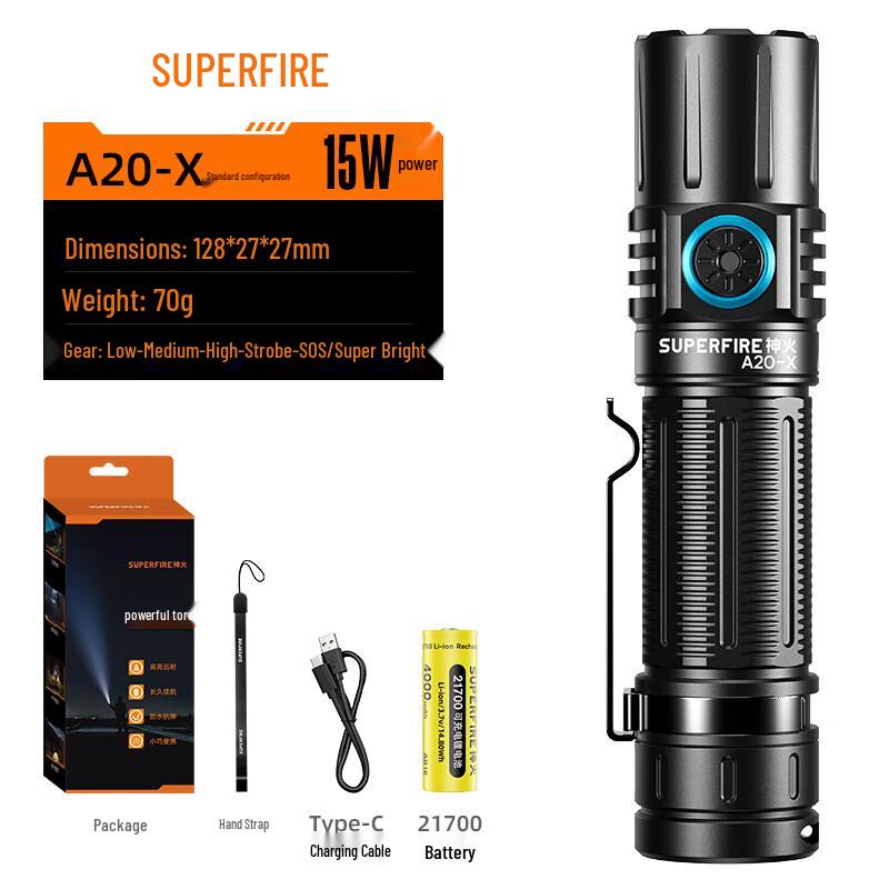 SupFire A20-X Rechargeable LED Flashlight