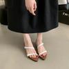 Pointed Slope Heel Set Toe Cool Slippers Women's Summer Wear New Niche Thin Strap One-word Slippers Women