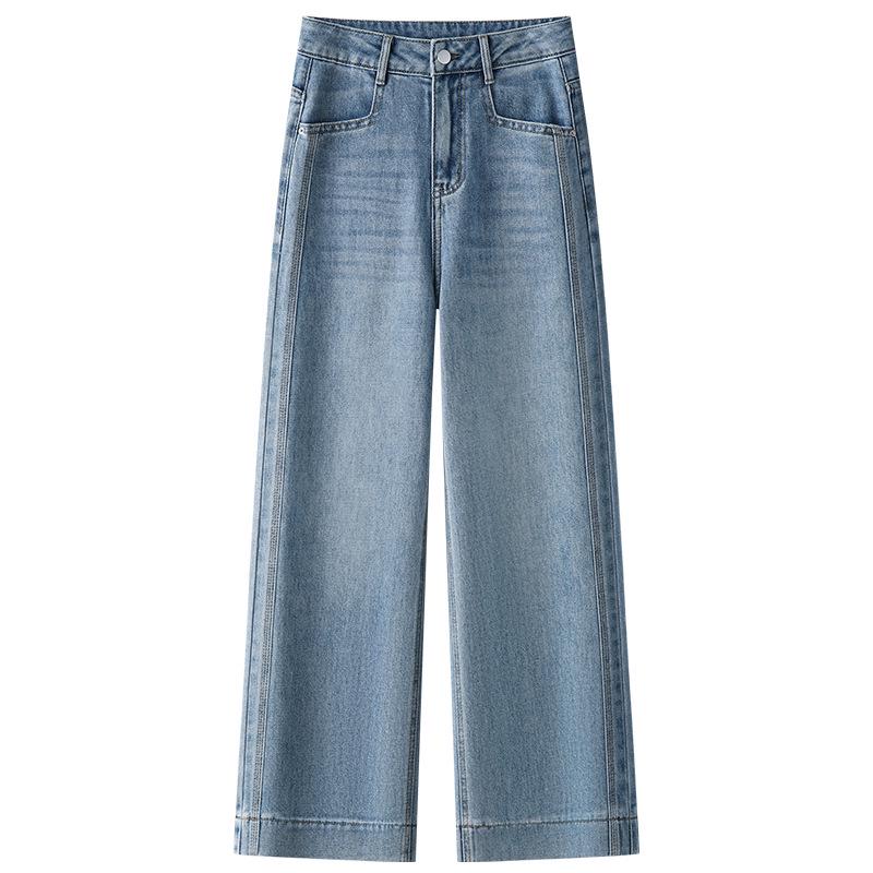 

Женские джинсы с высокой посадкой, синие, широкие брючины - Коллекция Лето 2025, Маленький расслабленный крой, Длина до щиколотки M синий