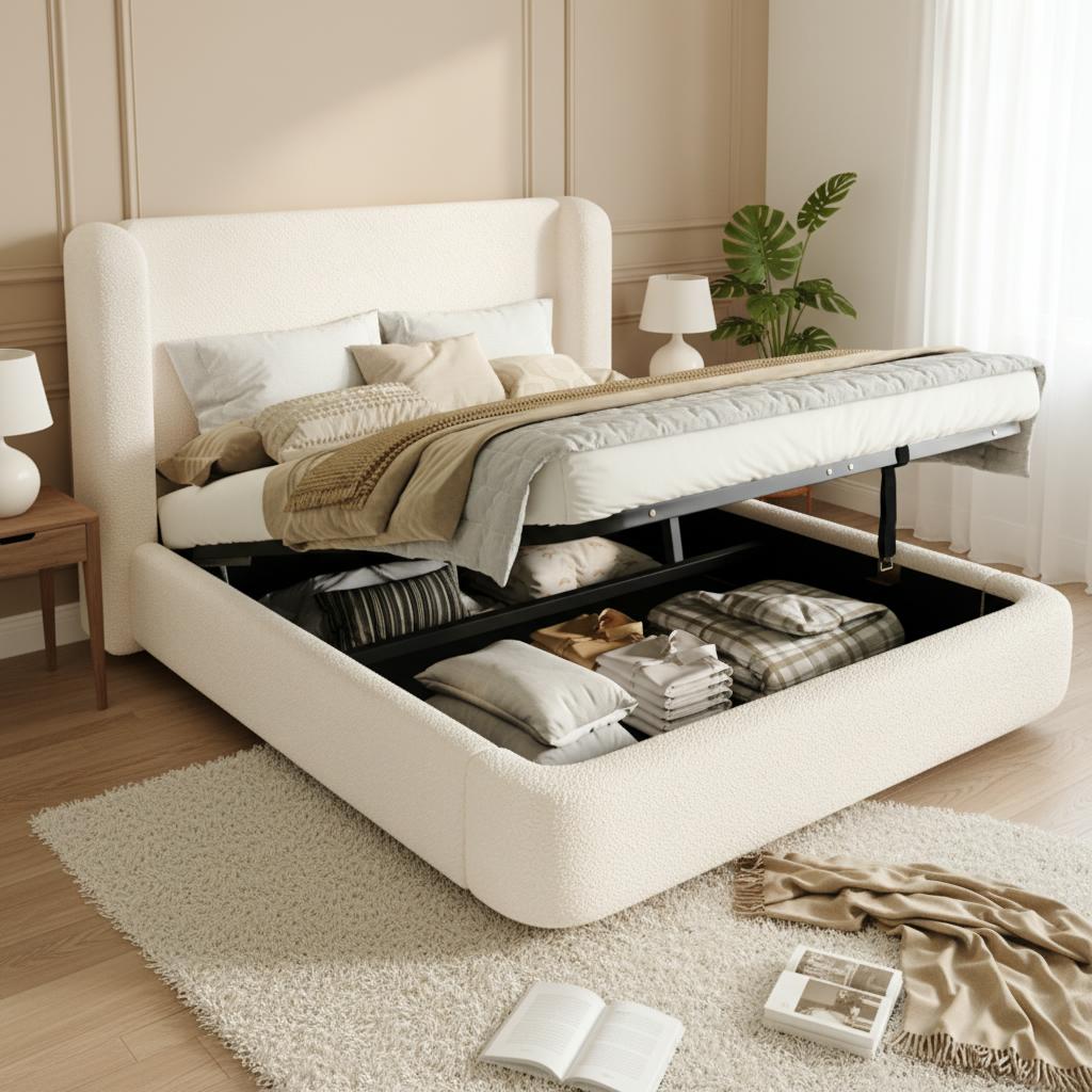 Upholstered Bed, Double Bed, Hydraulic Function