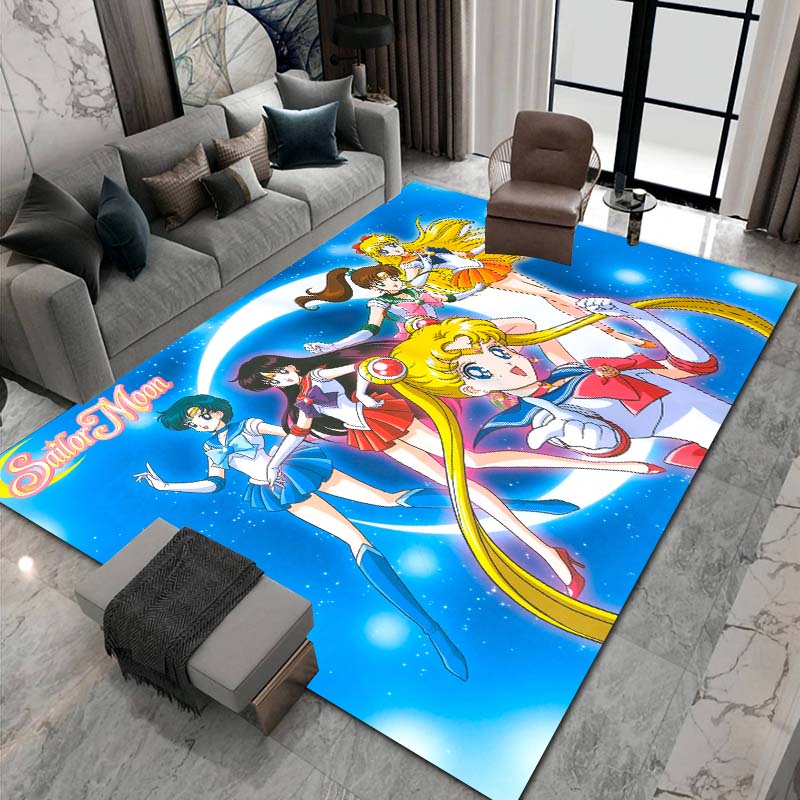 3D printed Sailor Moon pattern rug, large-area non-slip washable rug,, suitable for bedroom home décor.22