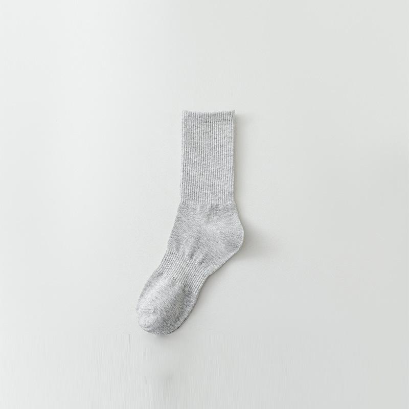 Men's Antibacterial Cotton Mid-Calf Socks - Sweat-Absorbent, Odor-Resistant, Black/White/Gray, Ideal for Autumn/Winter Sports