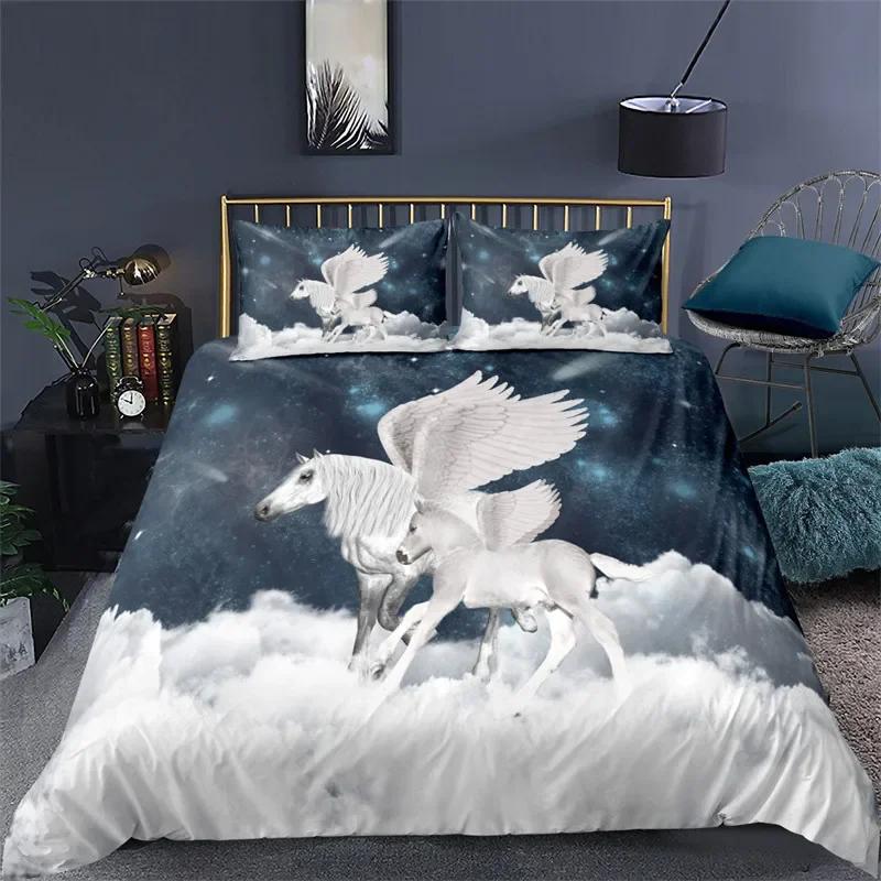 Comforter White Dragon Horse Bedding Sets 3D Unicorn For Teens Kids Microfiber Western Cowboy Comforter