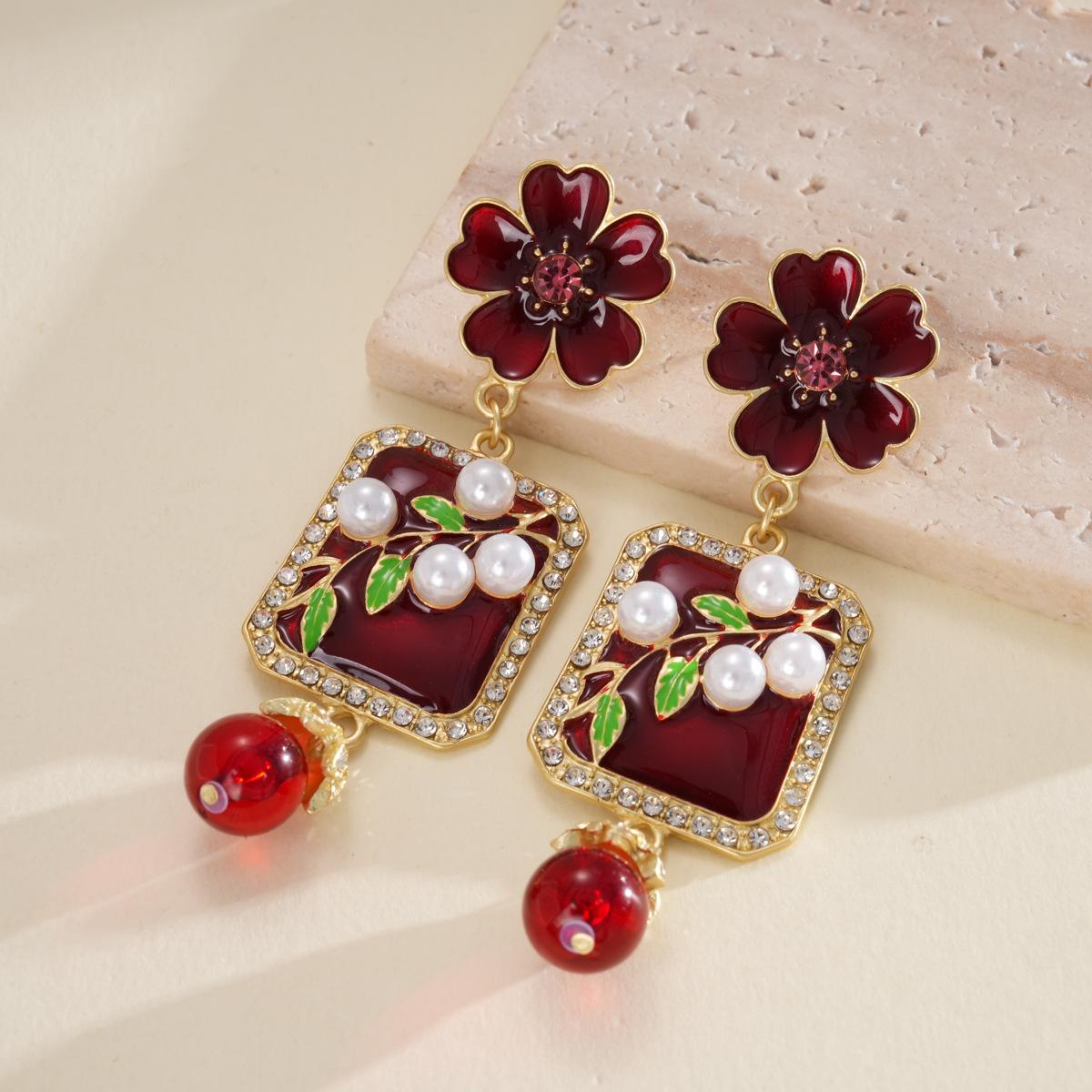 

Alloy Flower Square Geometric Dangle Earrings New Simple Luxury Earrings Women Party Jewelry Accessories