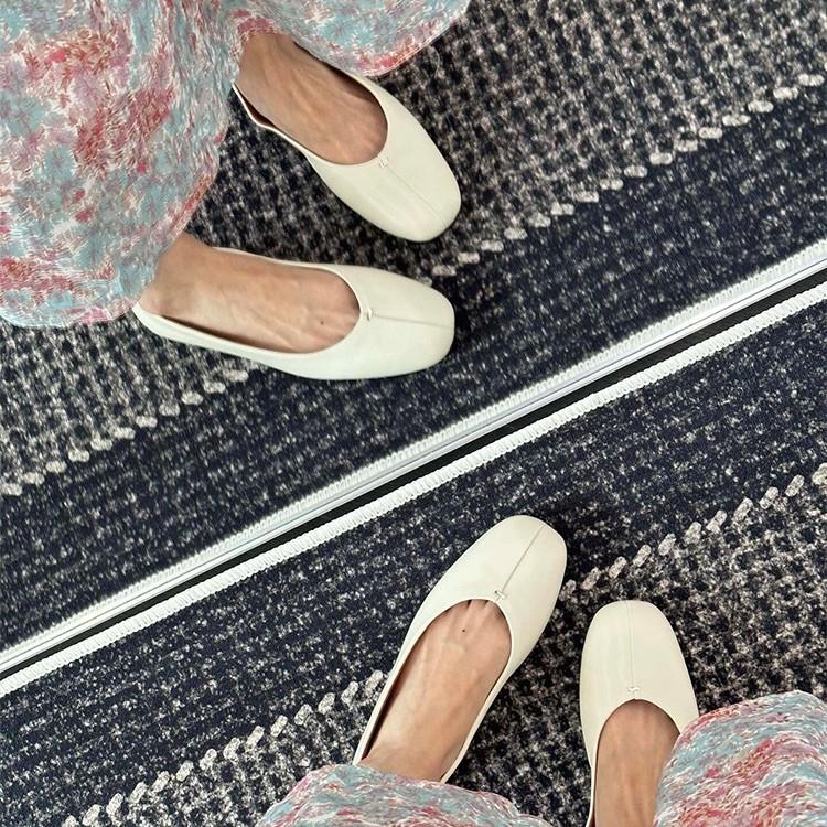 Cowhide version~ Genuine leather retro shallow mouth one-pedal single shoes women's casual versatile flat shoes grandma shoes ballet shoes