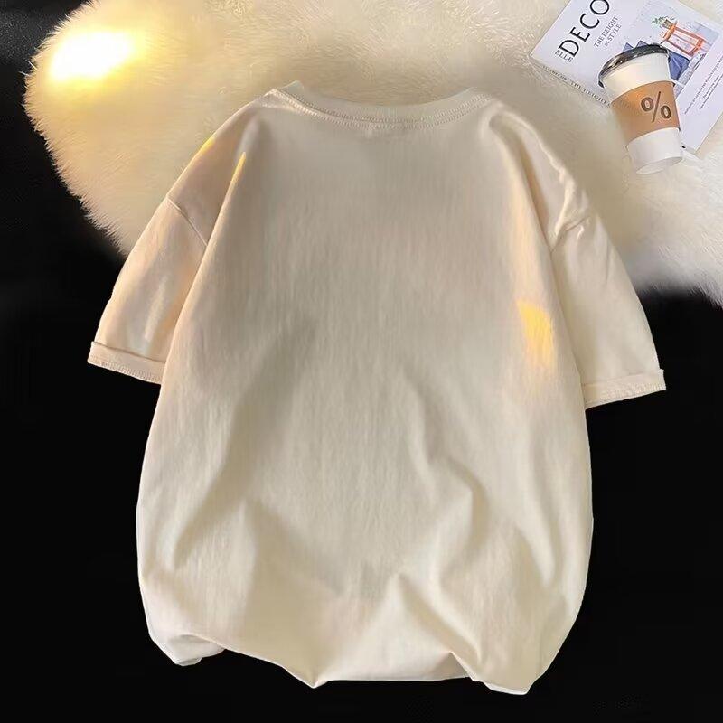 Men'S Trendy Letter Round Neck Printed Short Sleeved T-Shirt For Summer Ins Loose Casual Top